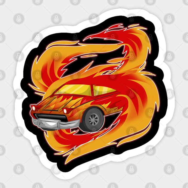 Car on Fire Sticker by Markus Schnabel